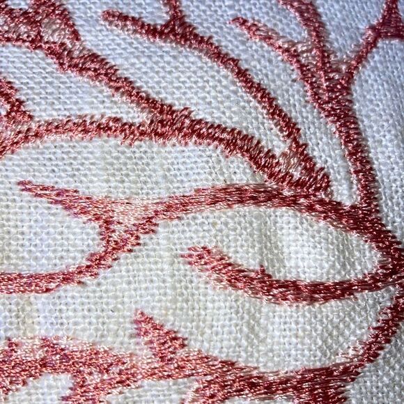 PIER 1 Throw Pillow Nautical Beach Embroidered Coral Pillow Cover 15 x 12 inches - Picture 7 of 10